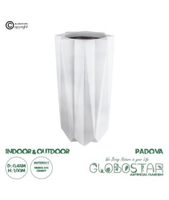 GloboStar® Artificial Garden PADOVA 20739 Επιδαπέδιο Πολυεστερικό Τσιμεντένιο Κασπώ Γλάστρα - Flower Pot Λευκό Φ48 x Υ100cm